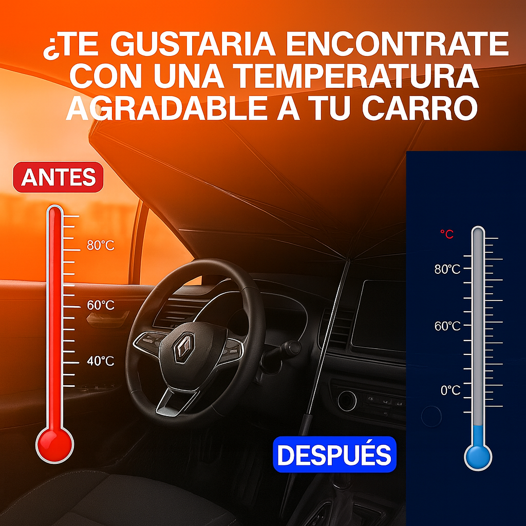 SOMBRILLA PARA INTERIOR DE CARRO CON FILTRO UV- Cuida del SOL el interior de tu vehiculo